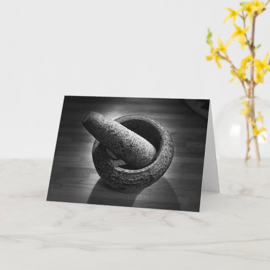 Black White Mortar Pestle Kaart (Gele Bloem)