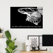 Black White Motivatie Basketball Poster (Thuiskantoor)
