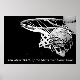 Black White Motivatie Basketball Poster