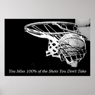 Black White Motivatie Basketball Poster