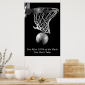 Black White Motivatie Basketball Sport Poster (Keuken)