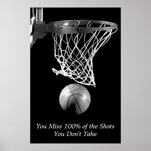 Black White Motivatie Basketball Sport Poster (Voorkant)