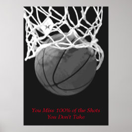 Black White Motivatie Basketball Sport Poster