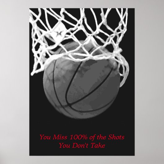Black White Motivatie Basketball Sport Poster (Voorkant)
