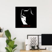 Black White Motivatie Freedom Wolf Poster (Thuiskantoor)
