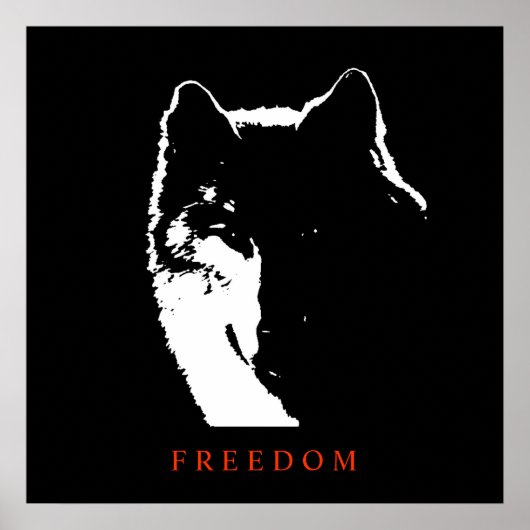 Black White Motivatie Freedom Wolf Poster (Voorkant)