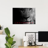 Black & White Motivatie Leadership King Lion Poster (Thuiskantoor)