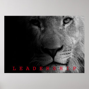 Black & White Motivatie Leadership King Lion Poster