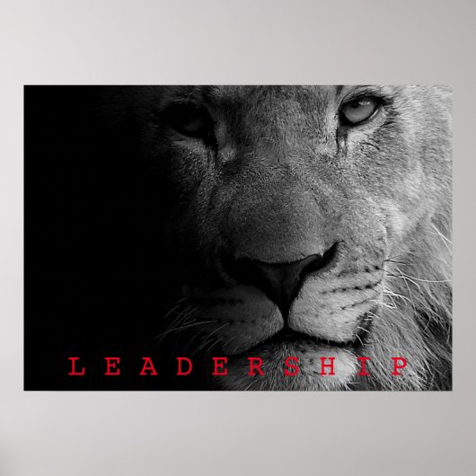 Black & White Motivatie Leadership King Lion Poster (Voorkant)