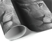 Black White Motivatie Leadership Lion Portret Cadeaupapier (Rol Hoek)