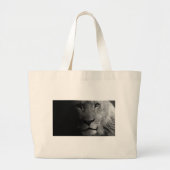 Black White Motivatie Leadership Lion Portret Grote Tote Bag (Voorkant)