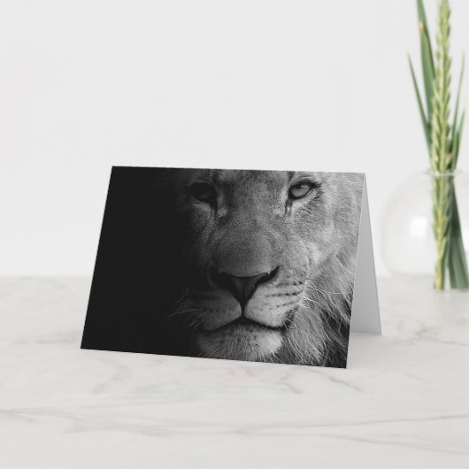 Black White Motivatie Leadership Lion Portret Kaart (Voorkant)