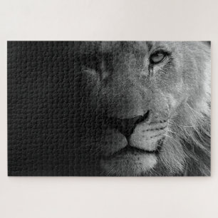 Black White Motivatie Leadership Lion Portret Legpuzzel