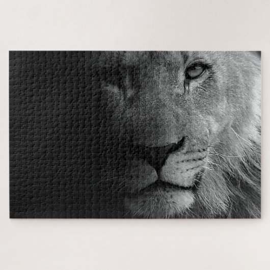Black White Motivatie Leadership Lion Portret Legpuzzel (Horizontaal)