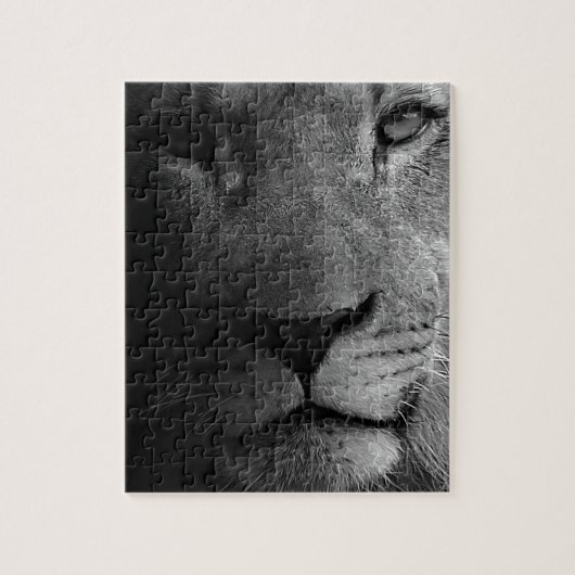 Black White Motivatie Leadership Lion Portret Legpuzzel (Verticaal)
