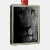 Black White Motivatie Leadership Lion Portret Metalen Ornament (Rechts)