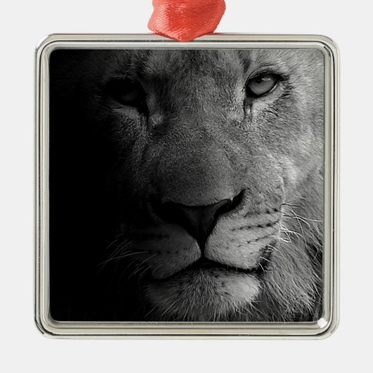 Black White Motivatie Leadership Lion Portret Metalen Ornament (Voorkant)