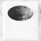 Black White Motivatie Leadership Lion Portret Ovale Sticker (Tas)