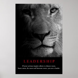 Black White Motivatie Leadership Lion Portret Poster