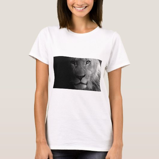 Black White Motivatie Leadership Lion Portret T-shirt (Voorkant)
