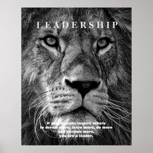 Black & White Motivatie Leadership Lion Poster (Voorkant)