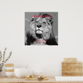 Black White Motivatie Leadership Lion Poster (Keuken)