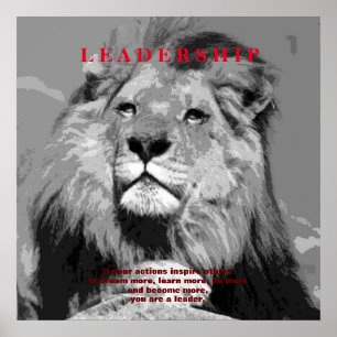Black White Motivatie Leadership Lion Poster