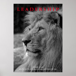 Black White Motivatie Leadership Lion Poster