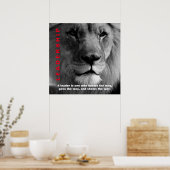 Black & White Motivatie Leadership Lion Poster (Keuken)