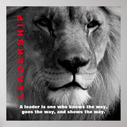 Black & White Motivatie Leadership Lion Poster (Voorkant)