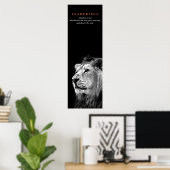 Black White Motivatie Leadership Quote Lion Poster (Thuiskantoor)