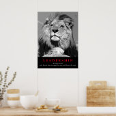 Black White Motivatie Leadership Quote Lion Poster (Keuken)
