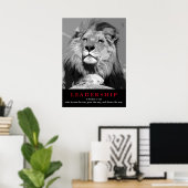 Black White Motivatie Leadership Quote Lion Poster (Thuiskantoor)