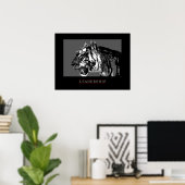 Black White Motivatie Leadership Tiger Poster (Thuiskantoor)