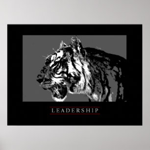 Black White Motivatie Leadership Tiger Poster
