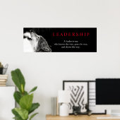 Black White Motivatie Leadership Wolf Poster (Thuiskantoor)