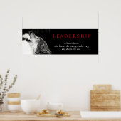 Black White Motivatie Leadership Wolf Poster (Keuken)