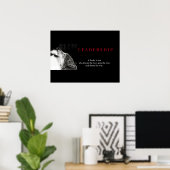 Black White Motivatie Leadership Wolf Poster (Thuiskantoor)