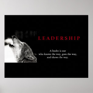 Black White Motivatie Leadership Wolf Poster