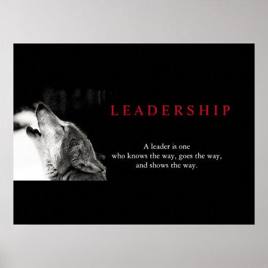 Black White Motivatie Leadership Wolf Poster (Voorkant)