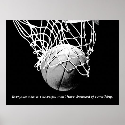 Black White Motivatie Succes Dream Basketball Poster (Voorkant)