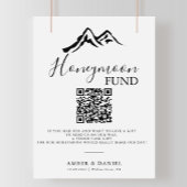 Black White Mountain Bruiloft Huwelijksreis Fonds Poster