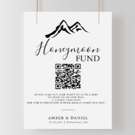 Black White Mountain Bruiloft Huwelijksreis Fonds Poster