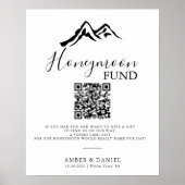 Black White Mountain Bruiloft Huwelijksreis Fonds Poster (Voorkant)