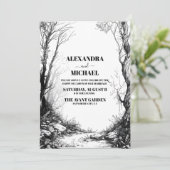 Black White Mountain Forest bruiloft Kaart (Staand voorkant)