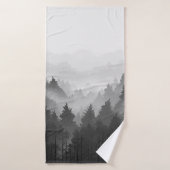 Black & White Mountain Forest Landschap Minimalist Badhanddoek (Badhanddoek)