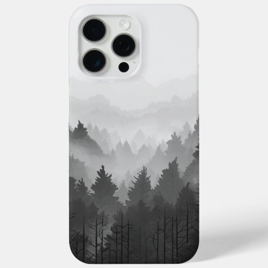 Black & White Mountain Forest Landschap Minimalist Case-Mate iPhone Case (Achterkant)