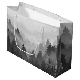 Black & White Mountain Forest Landschap Minimalist Groot Cadeauzakje