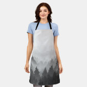 Black & White Mountain Forest Landschap Minimalist Schort (Gedragen)