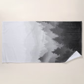 Black & White Mountain Forest Landschap Minimalist Strandlaken (Voorkant)